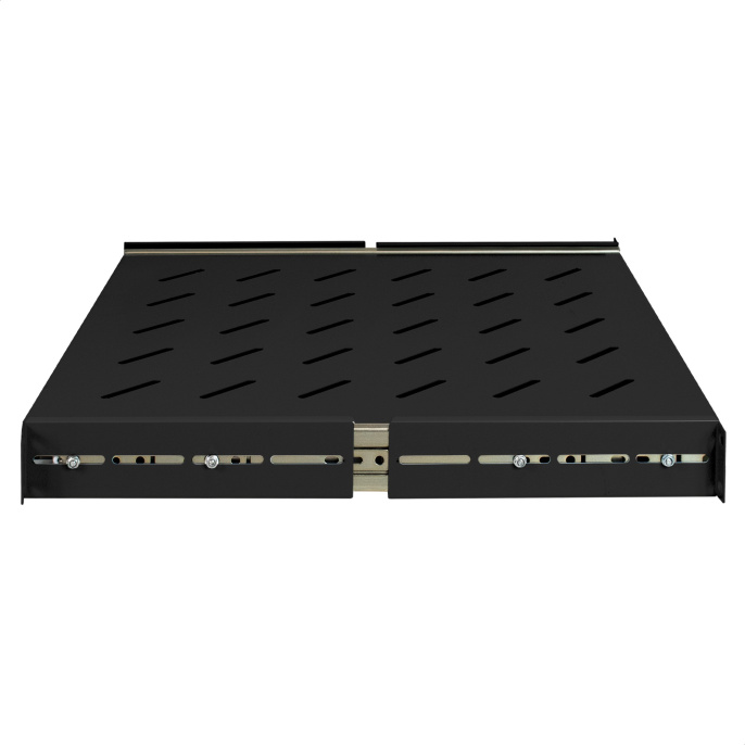 Полка выдвижная 19" ExeGate ECSS-FS800-B (перфорированная, глубина 475мм, крепление 19" 1U, для напольных шкафов и стоек глубиной 800мм/1000мм, нагрузка до 40кг, цвет черный RAL 9004) EX301147RUS