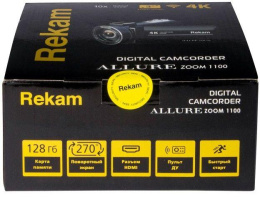 Видеокамера Rekam Allure zoom 1100, черный,  Flash,  ИК-пульт дистанционного управления, Защитная крышка объектива, Кабель USB, Аккумулятор, Мягкий чехол, Ремешок [2503000001]