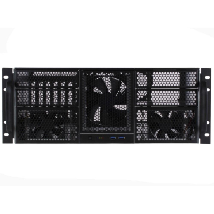Procase Корпус 4U server case,4x5.25+11HDD,черный,без блока питания,глубина 550мм,MB CEB 12"x10,5", панель вентиляторов 3*120x25 PWM [RE411-D4H11-FC-55]