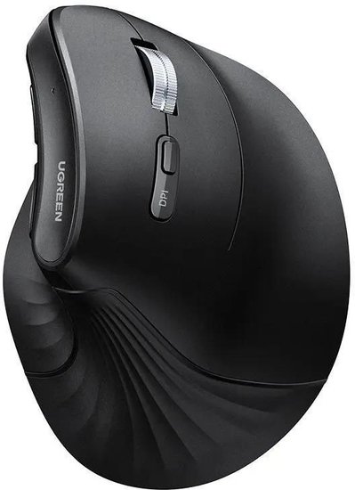 Беспроводная компьютерная мышь вертикальная UGREEN MU008S 85081 Multi-mode Wireless Vertical Mouse 2.4 GHz&BT. Цвет: черный