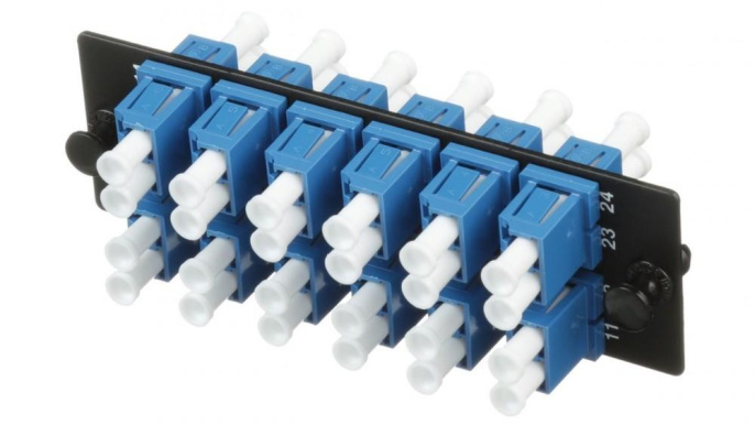 PANDUIT Панель FAP с 12 Duplex LC OS1 9/125 бронз. син./ LC OS1/OS2 FAP loaded with twelve LC duplex singlemode fiber optic adapters Blue with zirconia ceramic split sleeves FAP12WBUDLCZ