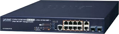 Коммутатор PLANET GS-5220-8UP2T2X L3 8-Port 10/100/1000T 75W 802.3bt PoE + 2-Port 10/100/1000T + 2-Port 10G SFP+ Managed Switch (240W PoE Budget, ERPS Ring, ONVIF, Cybersecurity features, Hardware Layer3 OSPFv2 and IPv4/IPv6 Static Routing)