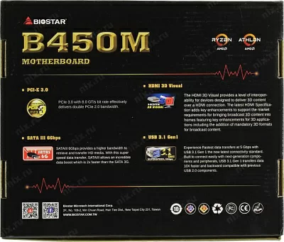 Материнская плата BioStar B450MH (RTL) AM4 B450 PCI-E Dsub+HDMI GbLAN SATA MicroATX 2DDR4