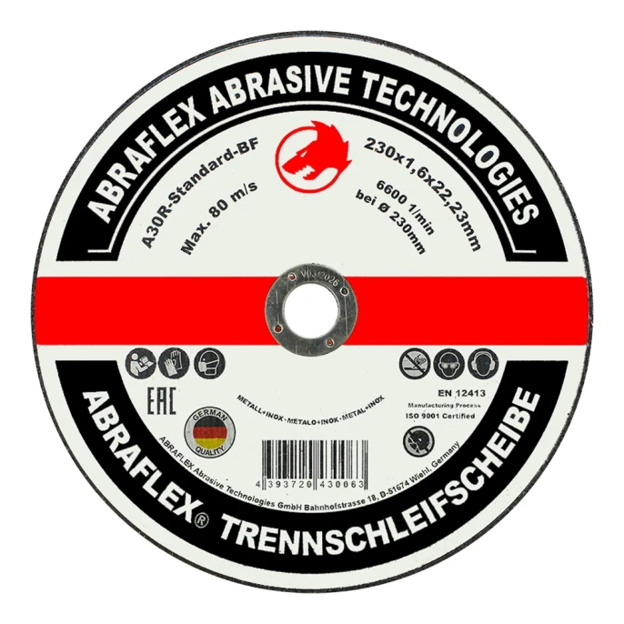 Круг отрезной по металлу + нержавейке (230x1.6x22 мм) Abraflex А230162223