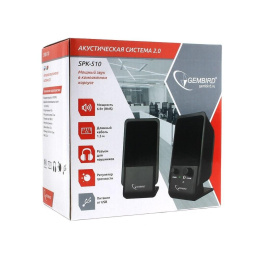 Акустич. система 2.0 Gembird SPK-510, черный, 6 Вт, рег. громкости, разъём для наушников,USB-питание