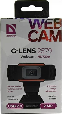 Веб-камера Defender G-lens 2579 HD720p 2МП автофокус, автослежение, 63179