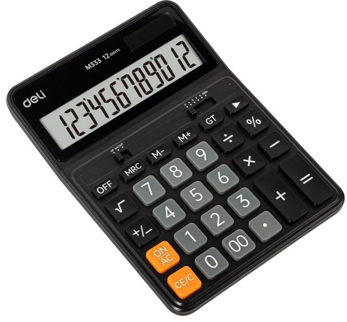 Калькулятор настольный Deli Askend EM333 черный 12-разр.