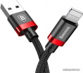 Кабель Baseus CALKLF-B19 Cafule Cable USB to Lightning 2.4A, нейлоновая оплётка, 1m Red+Black