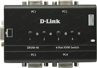 Переключатель D-Link на 4 компьютера (2 кабеля 1.8м) DKVM-4K