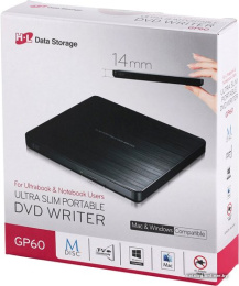 Оптический привод DVD-RW LG GP60NB60, внешний, USB, черный, Ret