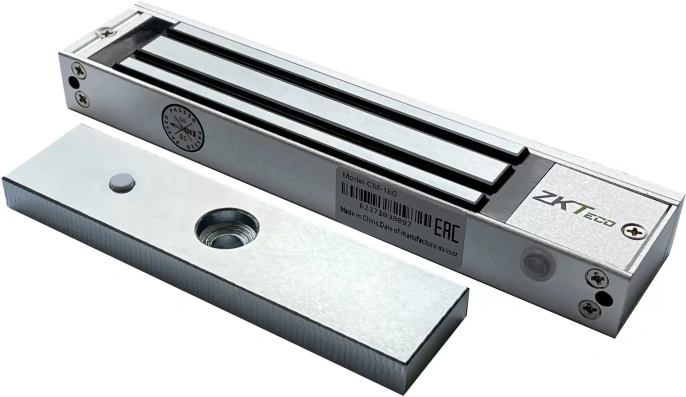 Электромагнитный замок ZKTeco CM-180 сила удержания: 120кг, светодиодная индикация, 12V/24V, 420/210 мА, NO NC COM, рабочая температура: от -10 до +55 °С, материал: анодированный алюминий