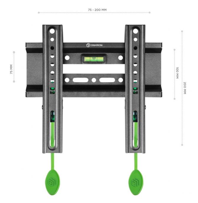 Кронштейн ONKRON/ 17-43" макс. 200*200, наклон 0º, поворот 0º, от стены 30мм, вес до 30кг, черный