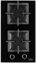 Газовая варочная панель Krona Calore 30,  2 конфорки,  закаленное стекло,  черный