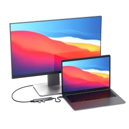 USB адаптер Satechi Slim Aluminum Type-C Multi-Port Adapter with Type-C Charging Port. Интерфейс USB-C. Порты USB Type-C, 2хUSB 3.0, 4K HDMI. Цвет серый космос. (ST-CMAM)