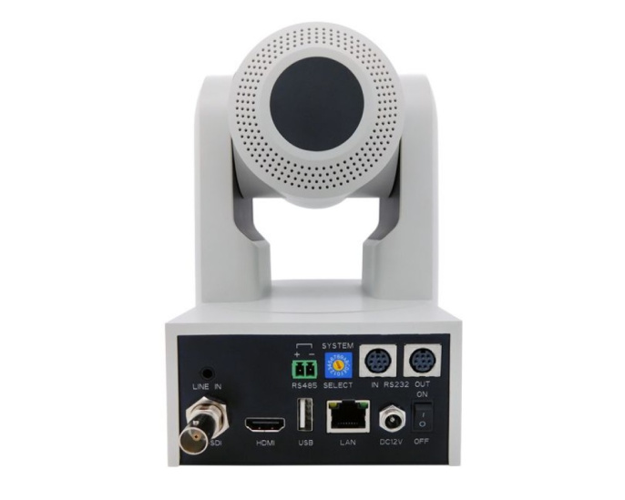 PTZ-камера AVONIC AV-CM40-W Full HD с выходами HDMI, USB2.0, 3G-SDI; объектив 54.7°, мин. освещенность 0.5 lux, 20-х оптический зум, управление: IR, RS232 или RS485, IP. Цвет корпуса Белый. Питание 12В 2А .
