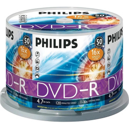 Диск DVD-R Philips 4.7 Gb, 16x, Cake Box 50 DM4S6B50F/97