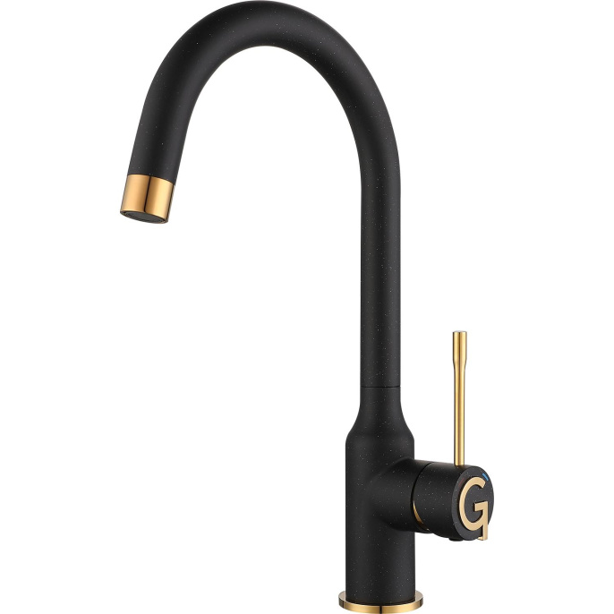 Смеситель RIVELATO Rivelato Смеситель для кухни Garda U-обр. D-35мм, монтаж: вертикально на раковину, материал: нержавеющая сталь, цвет: черный золото 1923502 nero oro