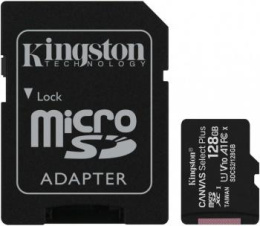 Карта памяти Kingston Canvas Select Plus microSD 128GB SDCS2/128GB класс 10, UHS-I, U1, V10, A1, чтение: 100 МБ/с, SD-адаптер