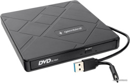 USB 3.0 Gembird DVD±RW DVD-USB-04 пластик, со встроенным кардридером и хабом черный
