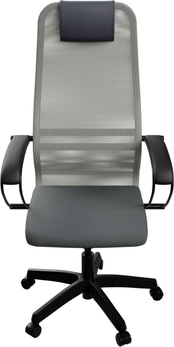 Кресло МЕТТА SU-B-8, сетка/ткань, до 120кг, топ-ган, фиксированные подлокотники,  светло-серый