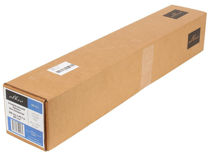 Широкоформатная бумага Бумага Albeo InkJet Paper, универсальная, втулка 50,8мм, 0,610 х 45,7м, 80 г/кв.м, аналог HP Q1396A, XEROX 450L90002/450L90504 (Z80-24-1)