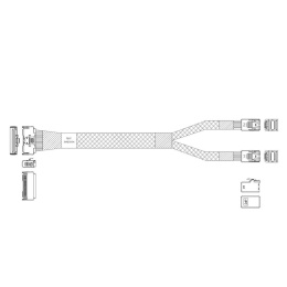 Кабель L285MM012-SD-R Cable MCIO x8 74P прямой Straight Type -TO- 2x HD MiniSAS 4i 36P SFF8643, прямой Straight Type , 85 Ohm, L:80cm