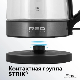 Чайник электрический Red Solution evolution RK-G20 1.7л. 2200Вт черный корпус: нерж.сталь/стекло RK-G20