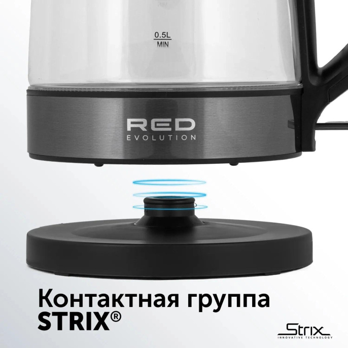 Чайник электрический Red Solution evolution RK-G20 1.7л. 2200Вт черный корпус: нерж.сталь/стекло RK-G20