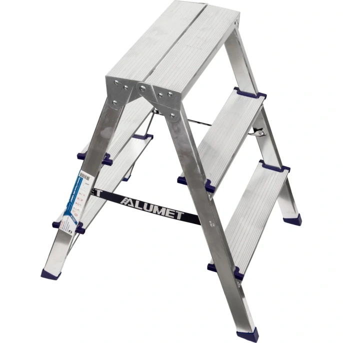 Стремянка Алюмет двухсторонняя алюминиевая 2х3 ступеней. Серия AD7203
