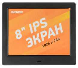 Фоторамка Digma 8" PF-843 IPS 1024x768 черный пластик ПДУ Видео (PF843BK)