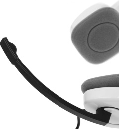 Гарнитура Logitech H150, для контактных центров, накладные, проводные, белый / черный [981-000453]