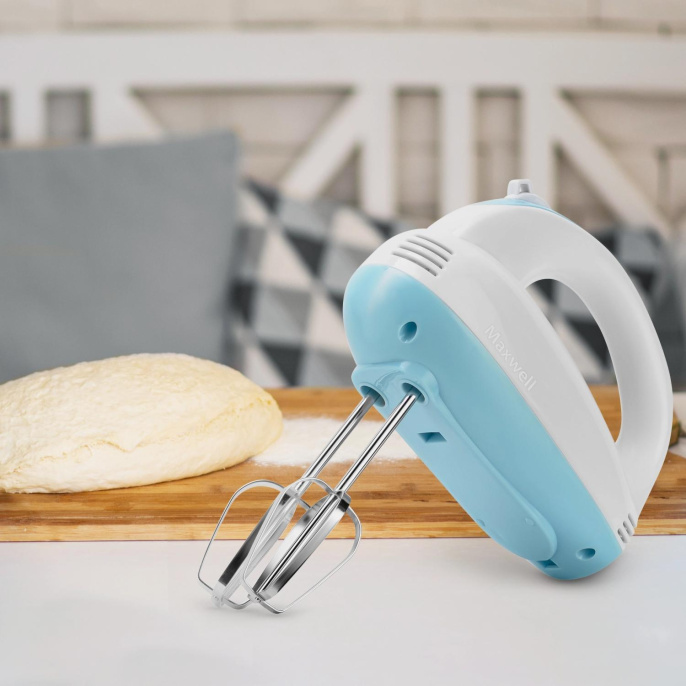 Миксер ручной Maxwell MW-1360 300Вт белый/голубой