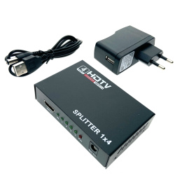 Разветвитель HDMI 1x4 Espada EDH12 с усилителем до 30м v1.4 поддержка 3D + б.п.