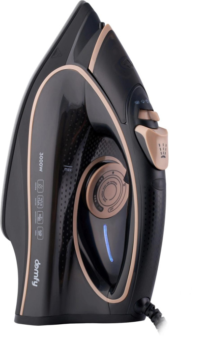 Утюг DOMFY DSC-EI901,  с паровым ударом,  3000Вт,  черный и золотистый