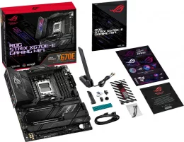 Материнская плата ASUS ROG STRIX X670E-E GAMING WIFI, AM5, X670, 4*DDR5, 4*SATA, 4*M.2, 10*USB 3.2, Type-C, 3*PCIx16,DP+HDMI, ATX; 90MB1BR0-M0EAY0