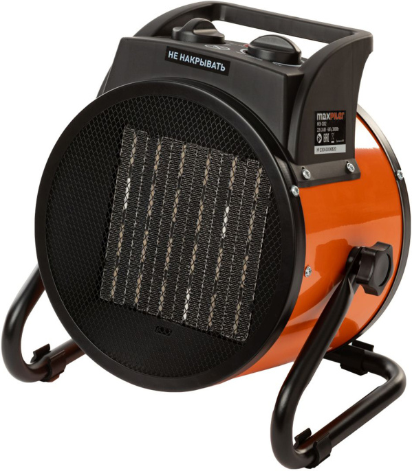 Тепловая пушка Maxpiler MEH-3002 1.5/3 кВт, производительность: 280 м³/ч, площадь обогрева: 30 м², керамический нагревательный элемент, защита от перегрева, термостат, управление: механическое, режим вентиляции