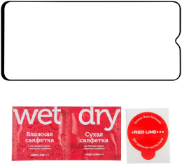 Защитное стекло для экрана Redline для Honor X6a 2.5D, 1 шт, с аппликатором для разглаживания, черный [ут000036724]