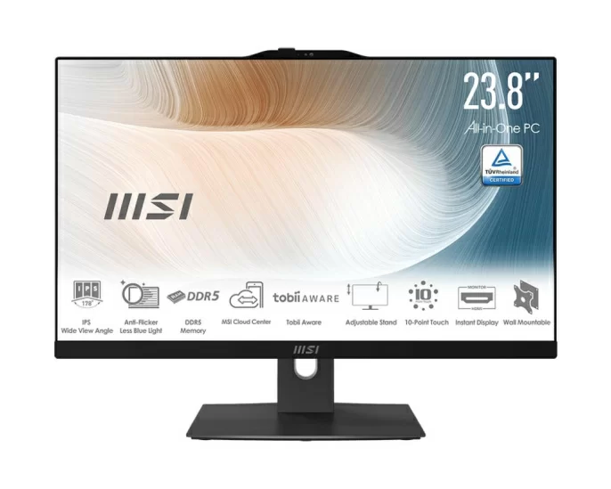 Моноблок MSI Modern AM242P 1M 23.8"(1920x1080 (матовый))/Intel Core 5 120U(1.4Ghz)/16384Mb/256PCISSDGb/noDVD/Int:Intel® Graphics/Cam/BT/WiFi/war 1y/4.65kg/Black/noOS + Wireless KB+M