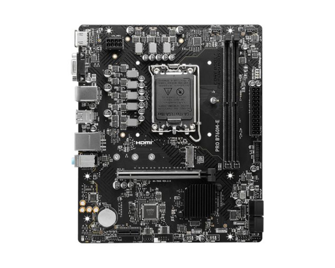 Материнская плата MSI PRO B760M-E Soc-1700 Intel B760 2xDDR5 mATX AC`97 8ch(7.1) GbLAN+VGA+HDMI