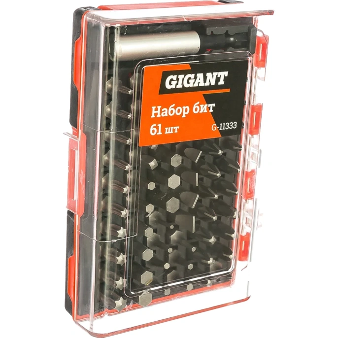 Набор бит 61 шт (PH, PZ, SL, T(TX), HEX, SQ(R)) Gigant G-11333