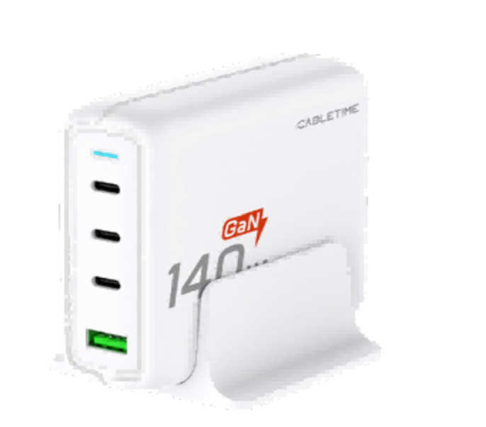 Зарядное устройство CABLETIME G14WU (CT-GAN140-PWU) 140 Вт, PD 3.1, GAN 4C1A, белый