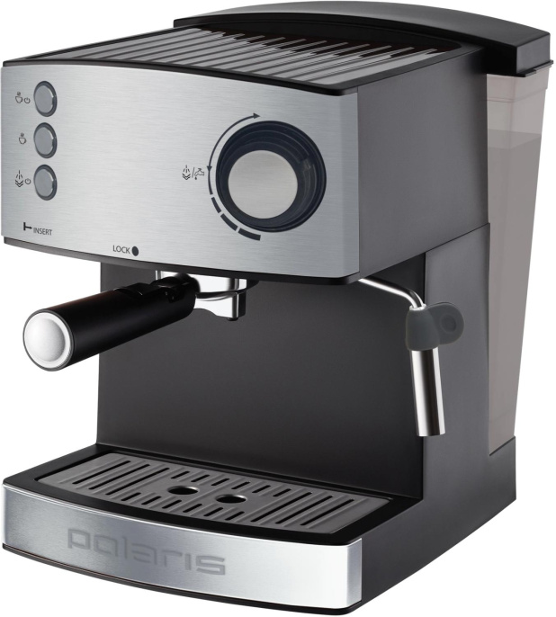 Кофеварка рожковая Polaris PCM 1537AE Adore Crema 850Вт нержавеющая сталь/черный