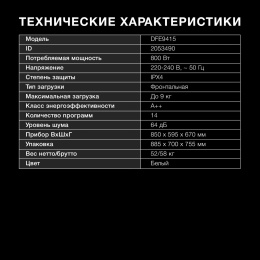 Сушильная машина Hyundai DFE9415 кл.энер.:A++ макс.загр.:9кг белый