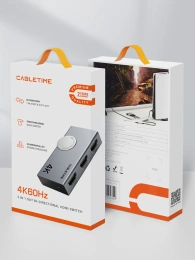Переключатель CABLETIME CP33G (CT-HS4K-AG) 2-в-1, HDMI 2.0, 4K@60 Гц, космический серый