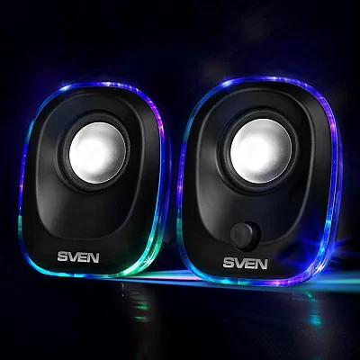 Акустическая система SVEN 330, чёрный, USB, 2.0, мощность 2x2,5 Вт(RMS), подсветка