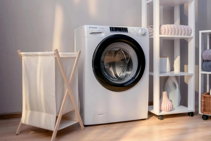 Стиральная машина узкая Candy Smart Pro CSO4 276TWMB-07, с фронтальной загрузкой, 7кг, 1200об/мин, с паром, инверторная