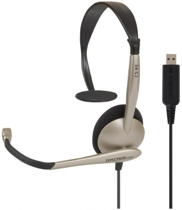 Гарнитура Koss CS-95-USB,  для компьютера, накладные,  проводные, моно, черный  / золотистый [15116377]