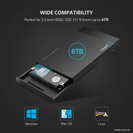 Внешний корпус для жесткого диска UGREEN US221 50743 USB-C 3.1 To 2.5'' SATA Hard Drive Enclosure. Цвет: черный (50743_)