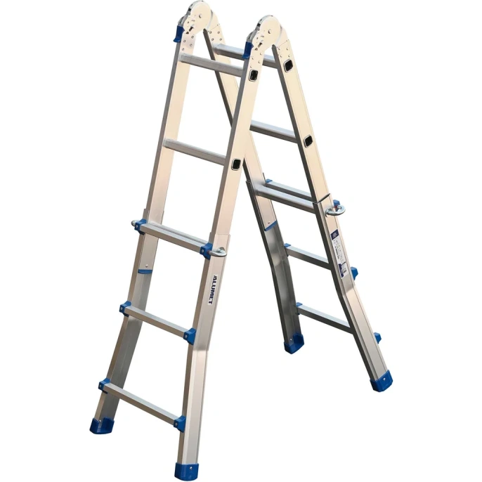 Алюминиевая шарнирная телескопическая Лестница Алюмет 4x3 ступеней. Серии TT43