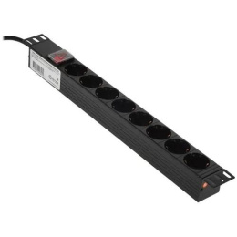 5bites PDU819P-01 Блок розеток 8S / PVC / SWITCH / 1U / 19" / 2M*3G*1.5MM2 / VDE
